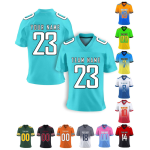 Fashionable Sublimated American Football Jersey Breathable Custom Logo Short Sleeve Plus Size 100% Polyester
