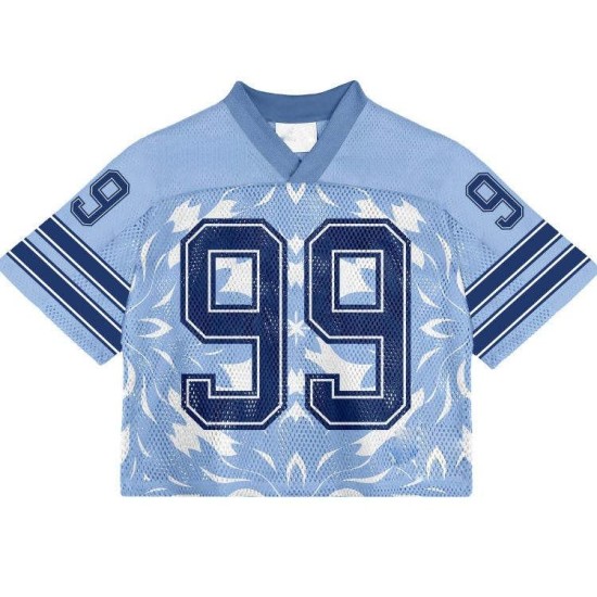OEM Custom High Quality Polyester Mesh Retro Soccer American Football Jersey Oversized Boxy Shirt Cropped Breathable Short