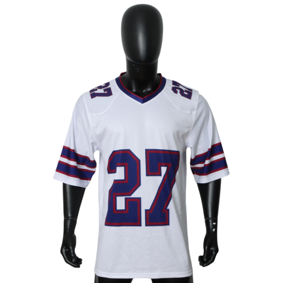 Wholesale Men's American Football Jersey with Short Sleeves Custom Logo Latest Blue & White Stripes Design OEM & ODM Available