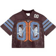 OEM Custom High Quality Polyester Mesh Retro Soccer American Football Jersey Oversized Boxy Shirt Cropped Breathable Short
