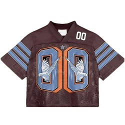 OEM Custom High Quality Polyester Mesh Retro Soccer American Football Jersey Oversized Boxy Shirt Cropped Breathable Short