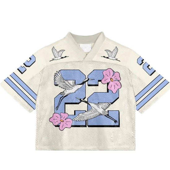 OEM Custom High Quality Polyester Mesh Retro Soccer American Football Jersey Oversized Boxy Shirt Cropped Breathable Short