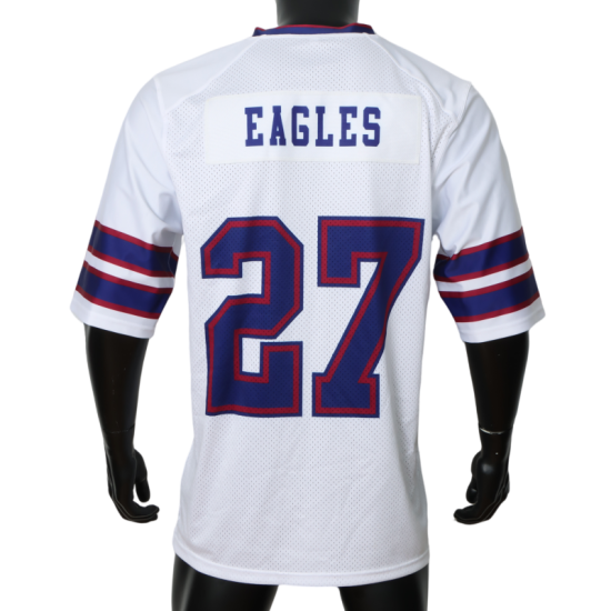 Wholesale Men's American Football Jersey with Short Sleeves Custom Logo Latest Blue & White Stripes Design OEM & ODM Available