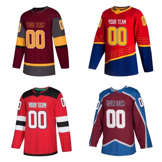 Customizable Hockey Jerseys Personalized Set Team Name Number Logo OEM Service Available 100% Polyester Quick Dry Breathable