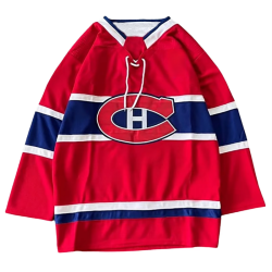 Wholesale OEM & ODM Sublimation Red Men's Ice Hockey Jersey Eco-Friendly Breathable Quick Dry Long Sleeve Uniform for Adults