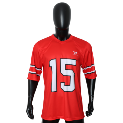 Custom Logo Sublimation Stitched American Football Wear Red Stripes Sports Jerseys with Short Sleeves OEM & ODM Available