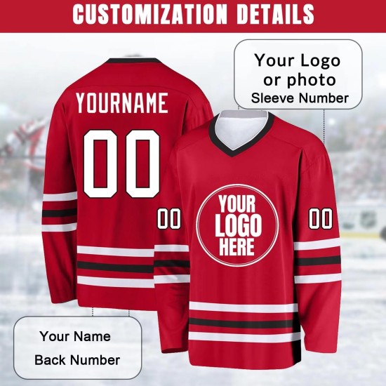 Custom Digital Print Hockey Jerseys New Design Wrinkle Resistant Breathable Anti-Bacterial Eco-Friendly Quick Dry Ice Hockey