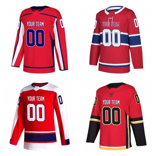 Customizable Hockey Jerseys Personalized Set Team Name Number Logo OEM Service Available 100% Polyester Quick Dry Breathable