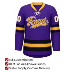 Custom Color Vintage Plus Size V Neck Sportswear Ice Hockey Uniform Sublimation Twill Embroidery Ice Hockey Jersey