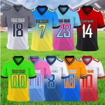 Fashionable Sublimated American Football Jersey Breathable Custom Logo Short Sleeve Plus Size 100% Polyester