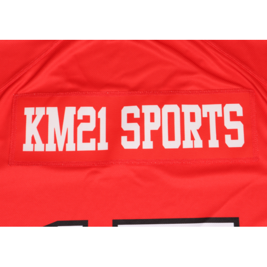 Custom Logo Sublimation Stitched American Football Wear Red Stripes Sports Jerseys with Short Sleeves OEM & ODM Available